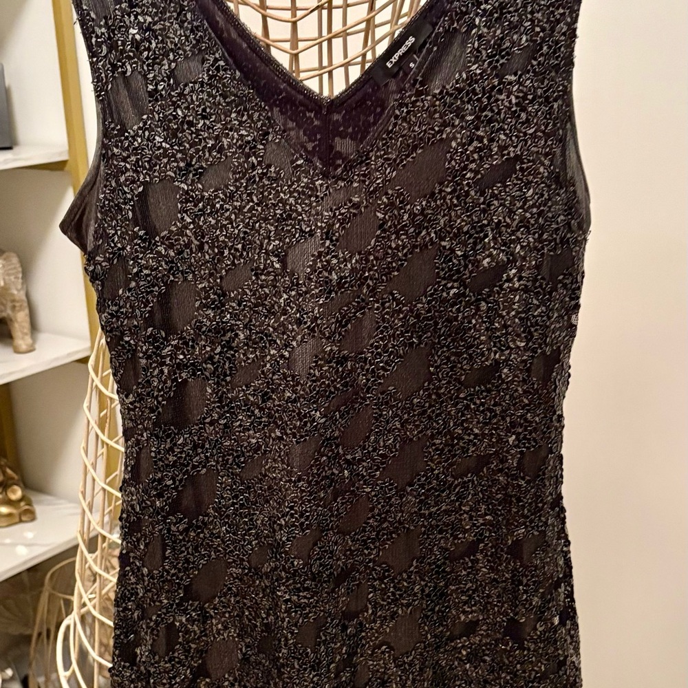 Express Black Sleeveless Sequin Mini Dress
